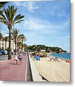 Promenade And Beach In Lloret De Mar Metal Print