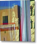 Pueblo Downtown Reflection With Flag Metal Print