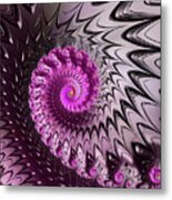 Purple And Pink Fractal Spiral Full Of Energy Metal Print
