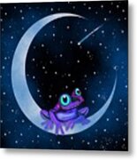 Purple Frog On A Crescent Moon Metal Print