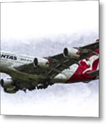 Qantas Airbus A380 Art Metal Print