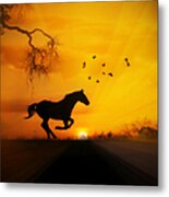 Radiant Run Horse And Sunrise Metal Print