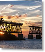 Rail Bridge At Florida Keys Metal Print