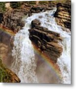 Rainbow At Athabasca Falls Metal Print