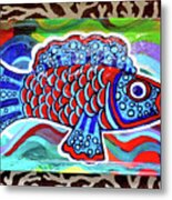 Rainbow Fish Tray Framed By Coral Reef Metal Print