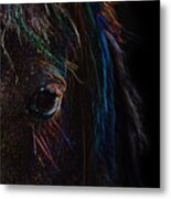 Rainbow Horse Eye Metal Print