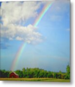 Rainbow On The Farm Metal Print