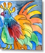 Rainbow Rooster Metal Print