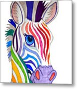 Rainbow Striped Zebra Metal Print