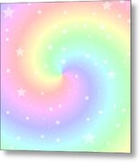 Rainbow Swirl With Stars Metal Print