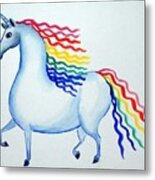 Rainbow Unicorn Metal Print