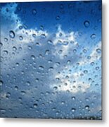 Raindrops In Blue Metal Print