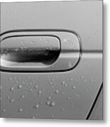 Raindrops On Car Door 3 Metal Print