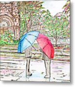 Rainy Day In Downtown Worcester, Ma Metal Print