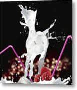 Raspberry Coctail And A Horse Metal Print