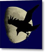 Raven Flying Across The Moon Metal Print