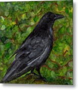 Raven In Wirevine Metal Print