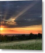 Rays Over Boulder Metal Print