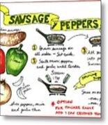 Recipe Sausage And Peppers Metal Print