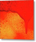Red Abstract Paint Drips Square Ii Metal Print