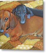 Red And Black Dachshunds - Best Buds Metal Print