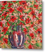 Red And Pink Poppies. Metal Print
