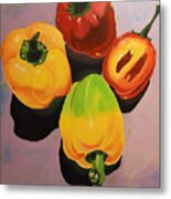 Red And Yellow Peppers Metal Print
