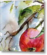 Red Apple  And Bees Metal Print