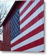 Red Barn American Flag Metal Print