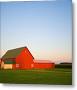 Red Barn And The Moon Metal Print