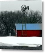 Red Barn And Windmill Metal Print