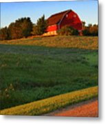 Red Barn On The Hill Metal Print