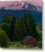 Red Barn Sunset Metal Print