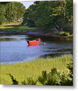 Red Boat On The Herring River Metal Print