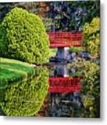 Red Bridge At Dow Gardens Metal Print