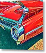 Red Cadillac Tail Fin Metal Print