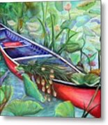 Red Canoe Metal Print