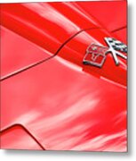 Red Corvette Hood Metal Print