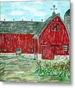 Red Country Barn Metal Print