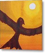 Red Crow Repulsing The Monkey Original Painting Metal Print