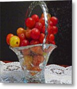 Red Grapes In Crystal And Lace Metal Print