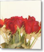 Red Roses Under Glass Metal Print