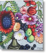 Red Sunflower Party Metal Print