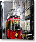 Red Tram Metal Print