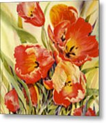 Red Tulips In My Garden Metal Print