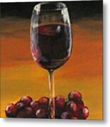 Red Wine And Red Grapes Metal Print