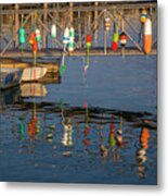 Reflected Buoys Metal Print