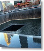 Reflecting Pool At 9/11 Memorial Site In Nyc Metal Print