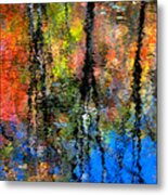 Reflection Of Blue Sky And Autumn Maples Metal Print