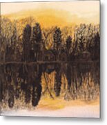 Reflections At Sunset On Bitely Lake Metal Print